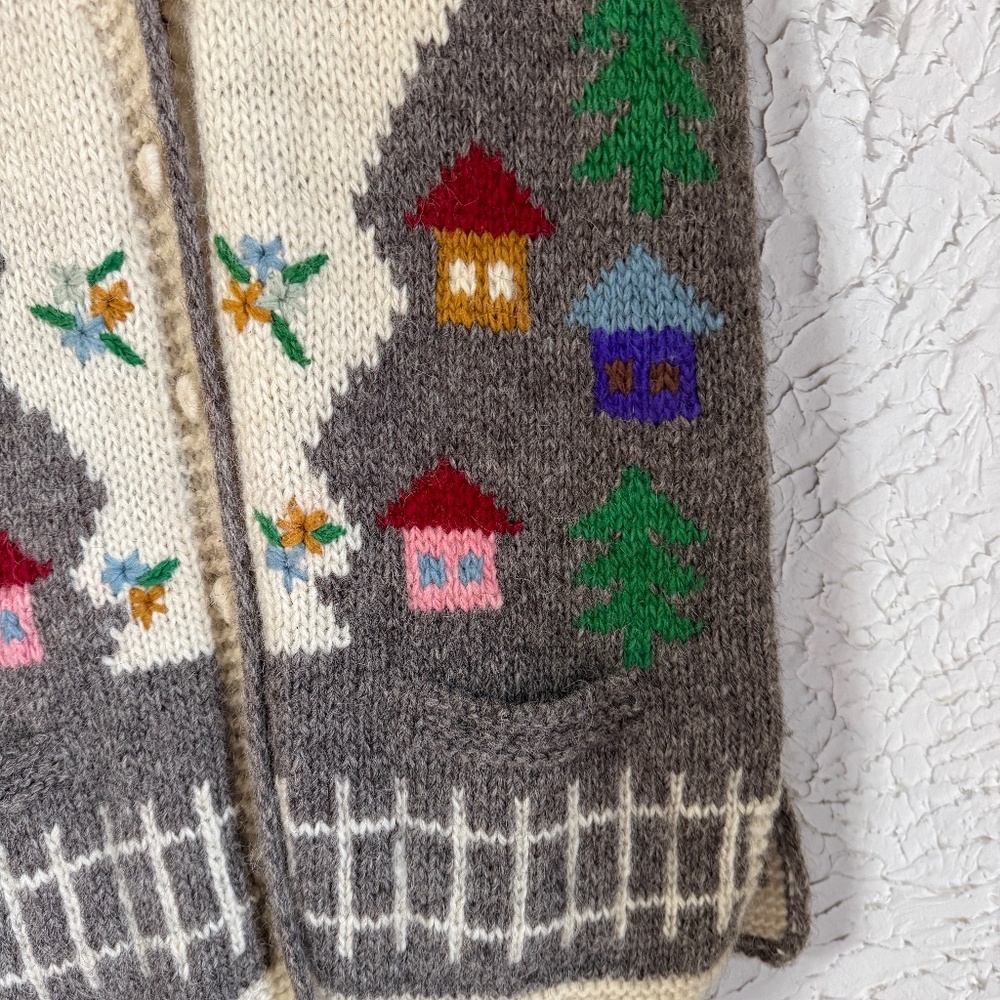 Vintage Lambswool Folk Art Sweater Vest Cottagecore - Picture 4 of 9
